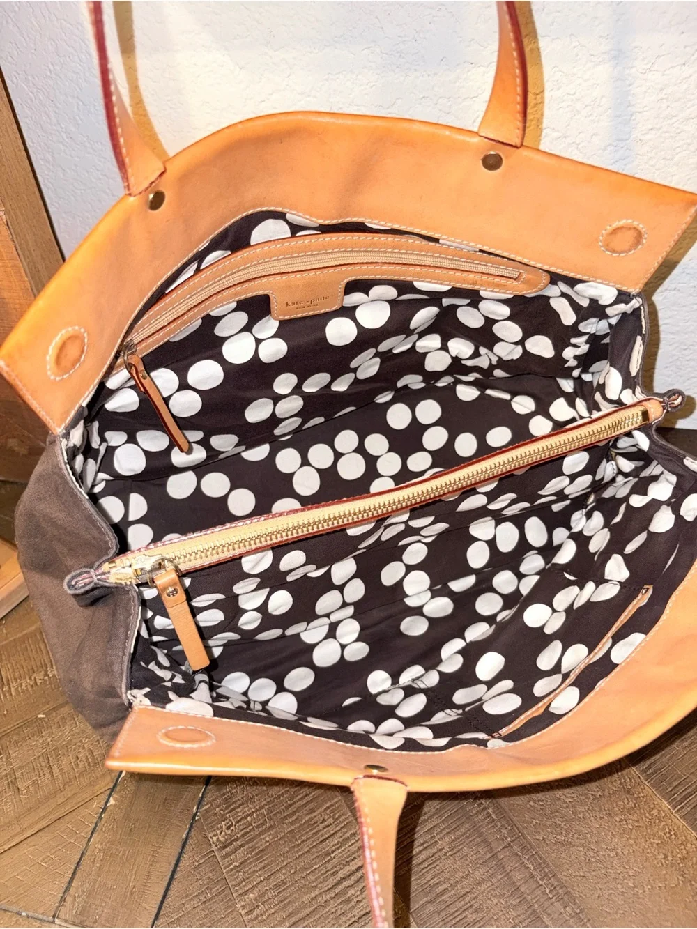 Vintage Y2K Kate Spade Brown Canvas & Vachetta Leather Tote